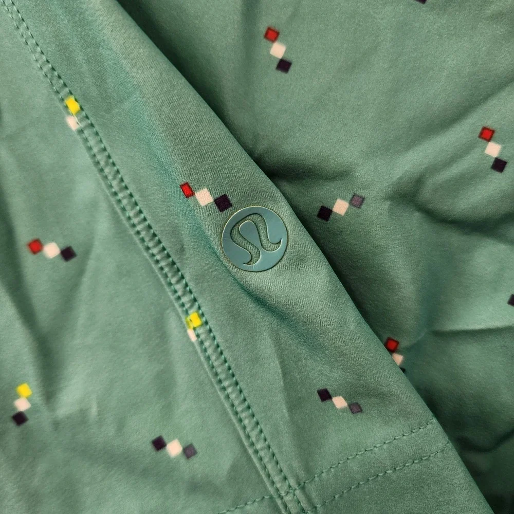 Lululemon Mens Swim Shorts Teal Blue Geometric Print Board Shorts Size 36